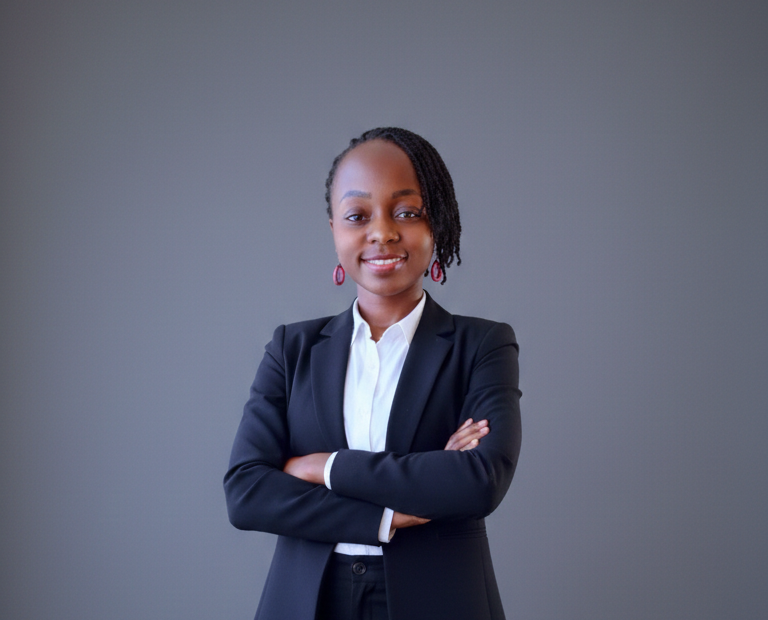 Mary Usaji In a suit