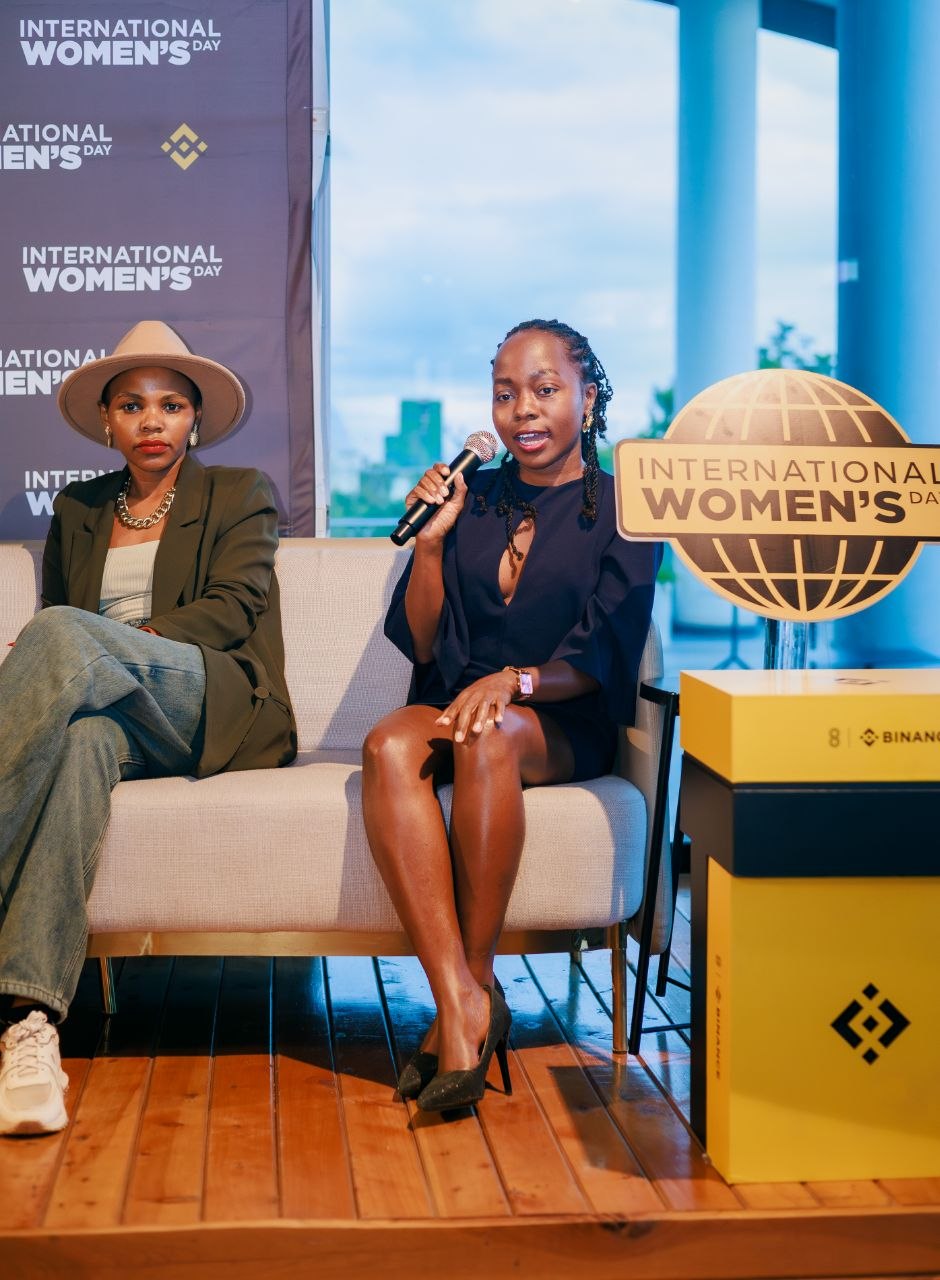 Mary Usaji Speaking at a Panel during the Binance Women's Day Event
